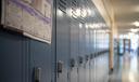 A row of lockers at Bennetts Valley Elementary School in Weedville, Pennsylvania on April 5, 2023.