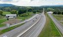 An aerial photo of U.S. Route 322 running toward State College.