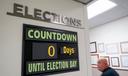 A sign displayed in the hallway at Northampton County Courthouse in Easton, Pennsylvania, on primary Election Day 2024.