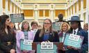 State Rep. Jen O'Mara speaks at a March event on paid family leave legislation.