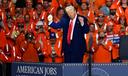 President Donald Trump dances after speaking at the U.S. Steel Mon Valley Works-Irvin plant in West Mifflin, PA.