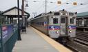 A SEPTA train at the Croydon Station.