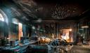 Inside the governor's residence after an arson attack on April 13.
