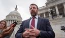 Sen. Markwayne Mullin, R-Okla., speaks with reporters on the steps at the Capitol in Washington, Thursday, March 5, 2026.