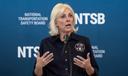 Jennifer Homendy, the NTSB chair, speaks during a press conference, Tuesday, March 24, 2026, at LaGuardia Airport in New York.