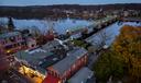 Aerial view of New Hope, Pennsylvania, Lambertville, New Jersey, and the Delaware River.