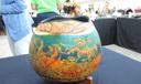 A dried gourd decorated with underwater scenery.
