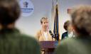 Kathy Buckley, Director of the Office of Victims' Services, PA Commission on Crime and Delinquency, speaks at an event for National Crime Victims' Rights Week, in Harrisburg, Pa. on April 10, 2025.