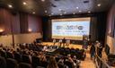 A crowd gathers in Boscov's Theater in GoggleWorks for a Spotlight PA Ideas Fest Community Forum on data centers.