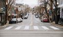 The view of Allen Street from College Avenue, in downtown State College, Pennsylvania.