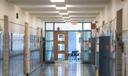 An empty hallway in Clearfield Elementary School.