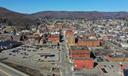 An aerial photo of downtown Bradford in McKean County, located in northern Pennsylvania.