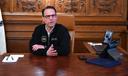 Gov. Josh Shapiro in the Capitol during a recent interview. He released the first budget of his administration Tuesday.