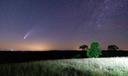 An orange glow in the sky indicates light pollution.