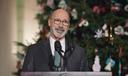 Pennsylvania Governor Tom Wolf, who will soon leave office, speaks at the Capitol in Harrisburg.