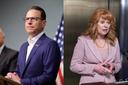 El gobernador Josh Shapiro y la tesorera de Pensilvania, Stacy Garrity