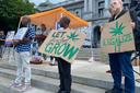 Supporters of legalizing cannabis for adult-use rally outside the state Capitol in Harrisburg on June 27, 2023.