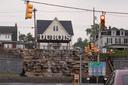 The DuBois sign with four foot tall white letters.