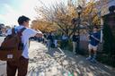 Students wait in line to vote Nov. 5, 2024, outside Kirby Sports Complex in Easton, Pennsylvania.