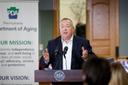 Pennsylvania Secretary of Aging Jason Kavulich speaks at the Emporium Senior Center on July 23, 2025.