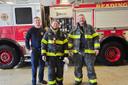 Reading Fire Department Lt. Rebecca Zentmyer, center, with two colleagues.