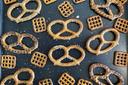 Pretzels laid out on a baking sheet