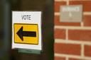A voting sign is shown in Quakertown, Bucks County, Pennsylvania during the May 19, 2026 primary election.