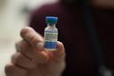 Dr. Jessica Early holds a vial of the combination measles, mumps and rubella vaccine at Prisma Health Pediatrics in Greer, S.C., March 18, 2026.
