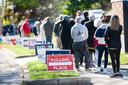 Voters wait in line to cast ballots in Pennsylvania.