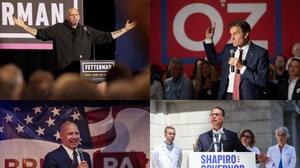 Desde arriba a la izquierda, en el sentido de las agujas del reloj: John Fetterman, candidato al Senado; Mehmet Oz, candidato al Senado; Josh Shapiro, candidato a gobernador; Doug Mastriano, candidato a gobernador.