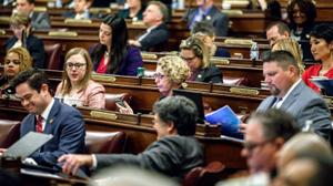 The state House on Monday passed temporary rules allowing members to vote remotely to party leaders, though those leaders will still be required to appear in person in the Capitol to formally consider legislation.