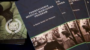 Brochures for Pennsylvania medical marijuana patients are pictured.