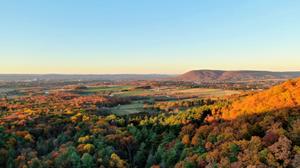 A view of fall foliage and Mount Nittany as seen from Shingletown Gap.