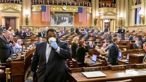 The House held its first remote session Tuesday, with members who aren’t in leadership allowed to vote by text or email. Still, approximately one third of members came to the Capitol.