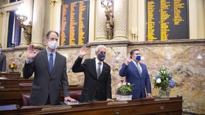 Democrats Rep. Mark Longietti (left) and Rep. Chris Sainato (center) topped the list of reimbursements in the House.