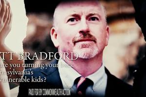A screenshot from an ad against PA House Majority Leader Matt Bradford paid for by Commonwealth Action.