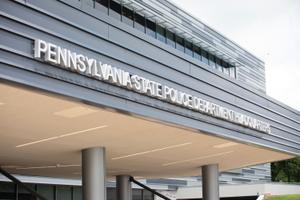 The exterior of the Pennsylvania State Police headquarters.