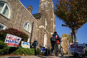 Members of the community gather on Election Day 2023 at in Bethlehem, Northampton County, Pennsylvania.