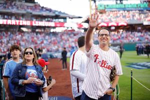 Gov. Josh Shapiro and his family attended a Philadelphia Phillies baseball game in October 2023.