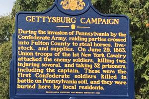 A state-owned marker in McConnellsburg, Fulton County that was revised during an official review focused on "outdated cultural references" in Pennsylvania's historical marker system.
