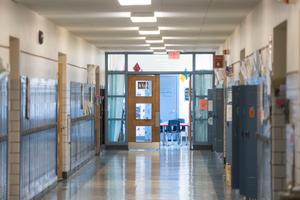 The hallway of a school in Pennsylvania.