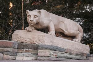 The Nittany Lion statute on Penn State's University Park campus in State College, Pennsylvania.