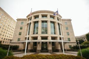 The exterior to the Pennsylvania Judicial Center, located in Harrisburg’s historic capitol complex.