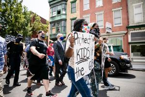 Gov. Tom Wolf marched with demonstrators against police brutality in Harrisburg on June 3, 2020.