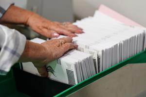 Mail ballots are sorted and counted in Lehigh County, Pennsylvania.