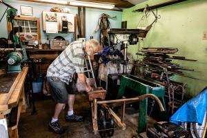 Several years ago, Luke Shultz set up a blacksmithing workshop in his backyard. He can spend a few hours doing the work despite his chronic pain. "It keeps me active. It keeps the blood flowing, gives me something to do," he said. "It's a great creative outlet." Several years ago, Luke Shultz set up a blacksmithing workshop in his backyard. He can spend a few hours doing the work despite his chronic pain. "It keeps me active. It keeps the blood flowing, gives me something to do," he said. "It's a great creative outlet."