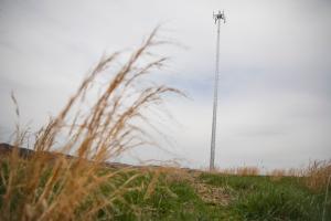 A cell phone tower in a rural Pennsylvania area.