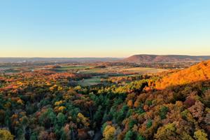A view of fall foliage and Mount Nittany as seen from Shingletown Gap.