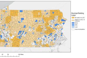 Map of municipal property maintenance codes in Pennsylvania produced by Center for Rural Pennsylvania researchers.