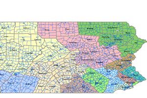 A proposed Pennsylvania congressional map approved by House Republicans and advanced by a state Senate panel.